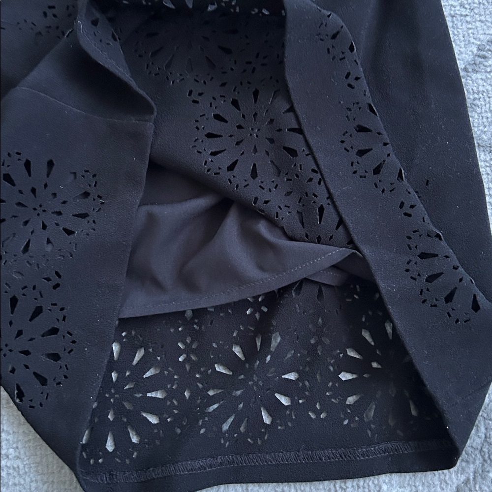 Banana Republic Black Laser Cut Floral Mini Dress - Picture 7 of 10